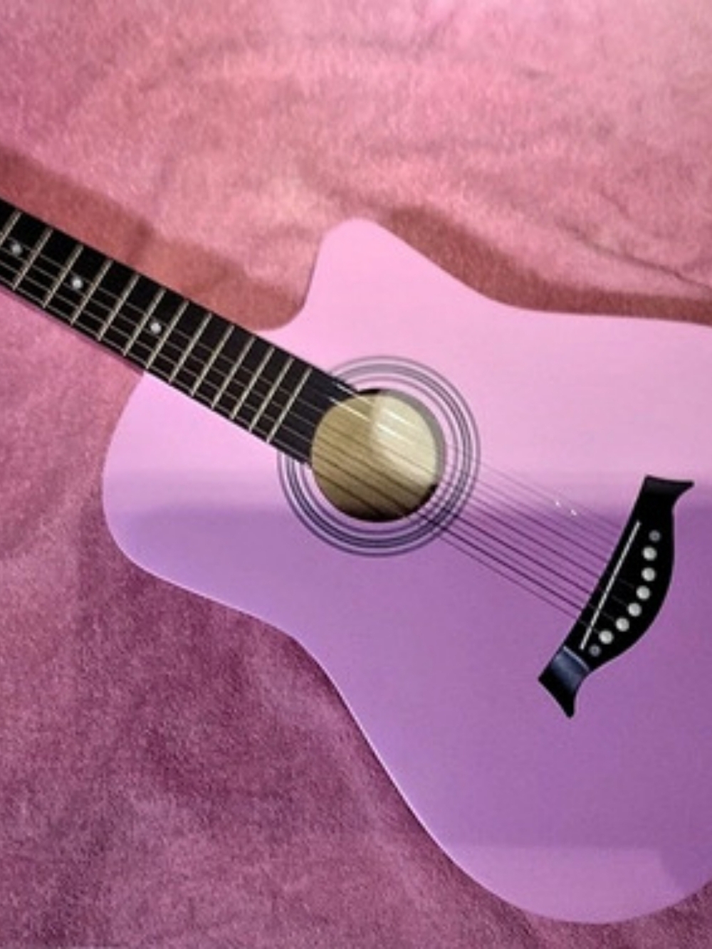 Pink & Black Acoustic Guitar with Gig Bag